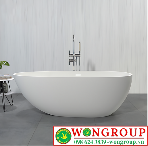 Bồn tắm nằm Oval bất đối xứng màu trắng WonGroup NV-1563
