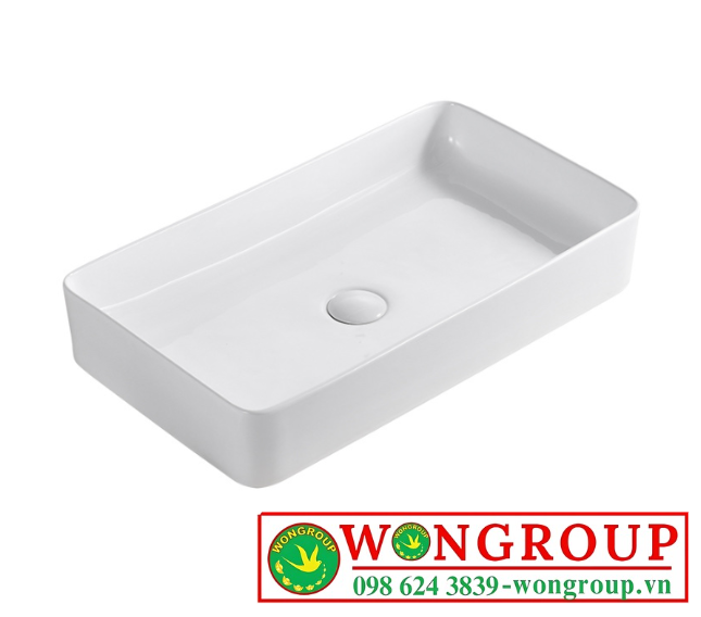 Chậu Lavabo Đặt Bàn Chữ Nhật Trắng WonGroup NV-437T