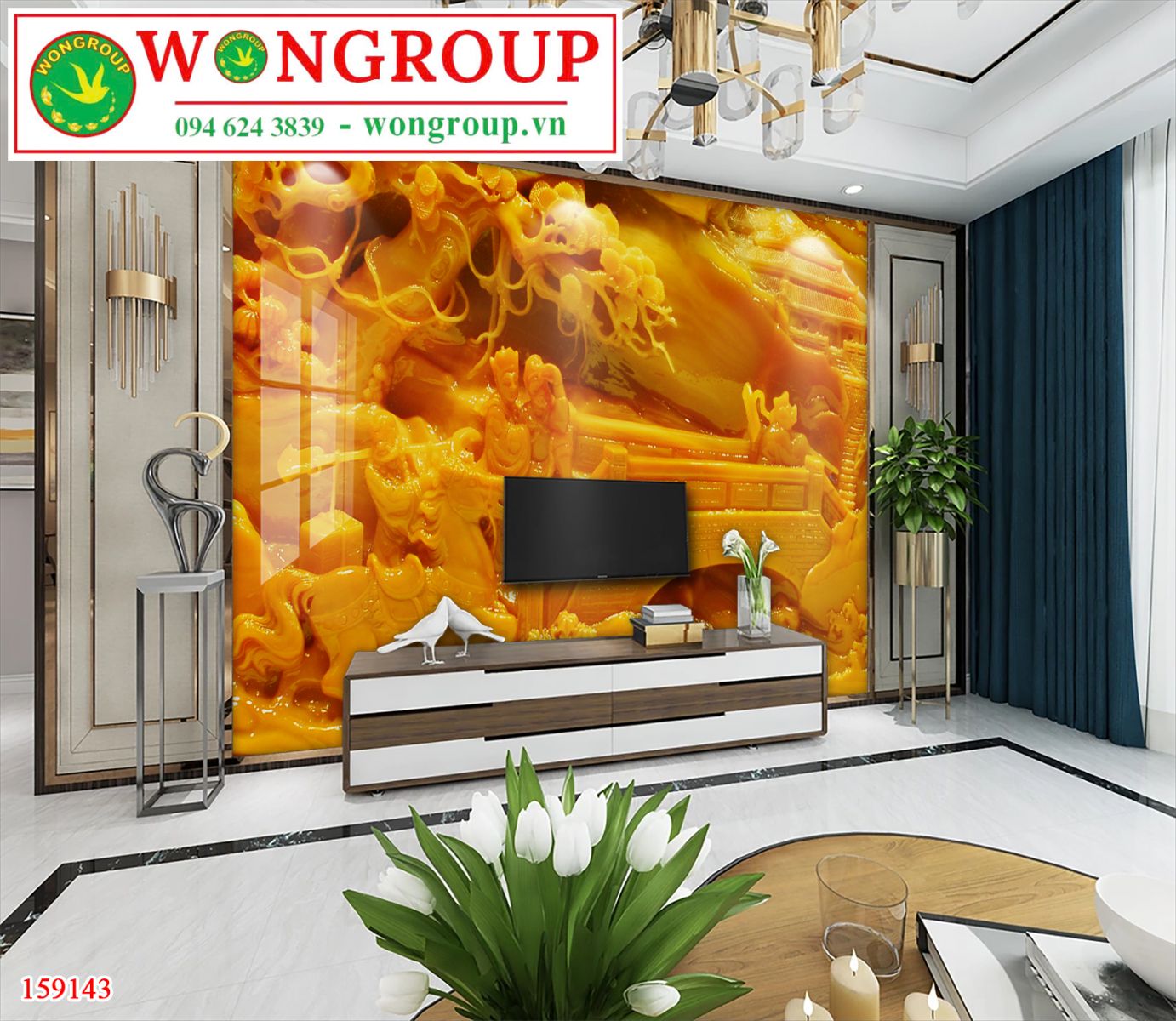 Tranh Đá Cẩm Thạch Giả Cao Cấp Trên Tường 3D