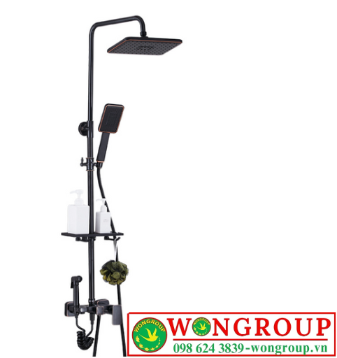 Sen Cây Tắm Nóng Lạnh Đồng Thau Mạ Crome Đen Cao Cấp WonGroup NV-839ORB