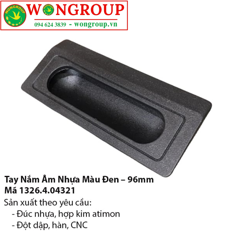 Tay Nắm Âm Nhựa Đen 96mm