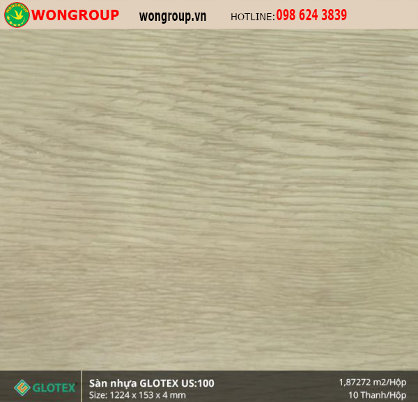 Sàn Nhựa Glotex US:100 4mm hèm khóa đế cao su