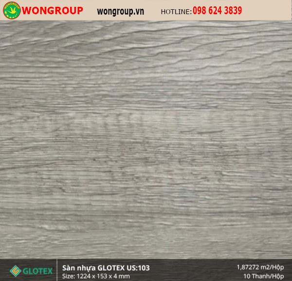 Sàn Nhựa Glotex US:103 4mm hèm khóa đế cao su