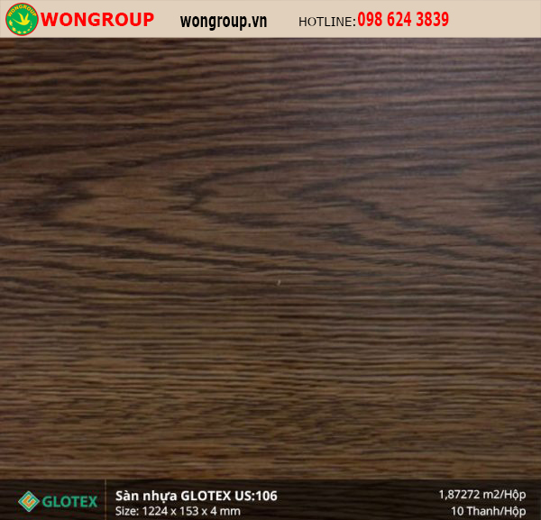 Sàn Nhựa Glotex US:106 4mm hèm khóa đế cao su