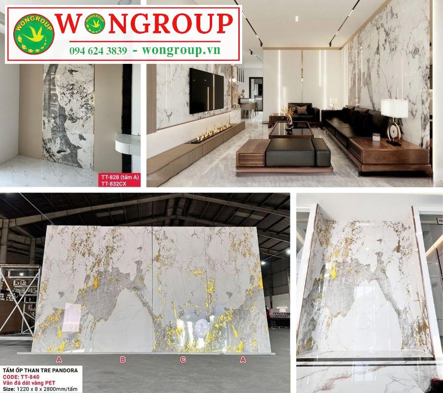 Tấm ốp than tre vân đá